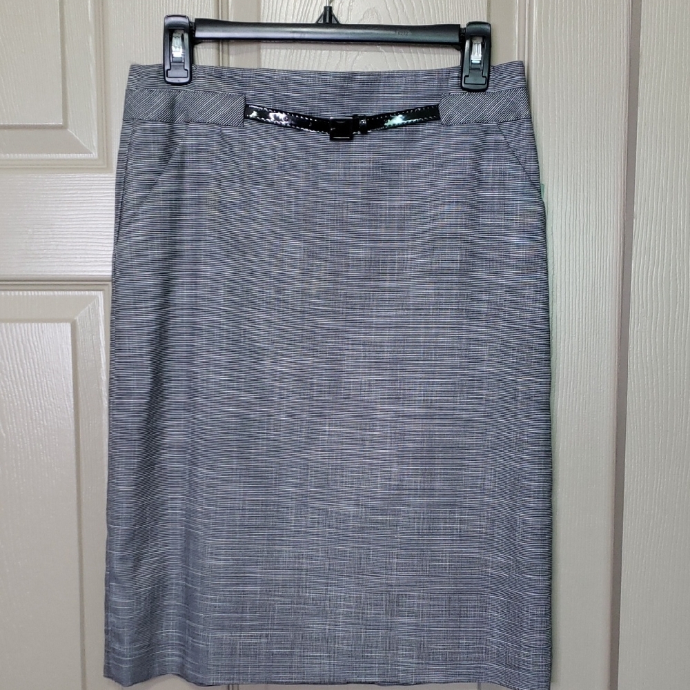 NWT Louben Petite Gray Women's Belted Pencil Skirt Size 6 Petite
